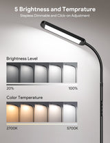 Five brightness levels and colour temperatures from 2700K to 5700K