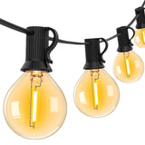 G40 globe bulbs on a black weatherproof cable
