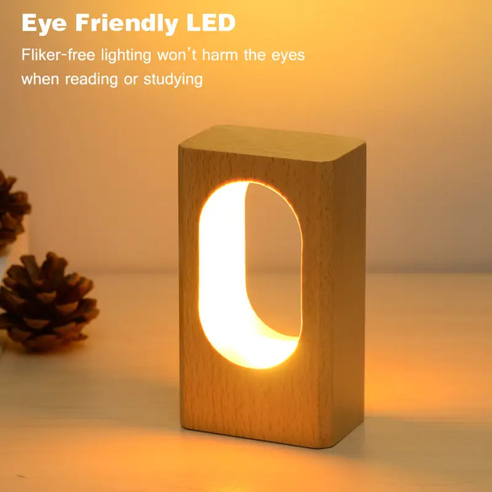 Beech wood lamp lit with flicker-free LED