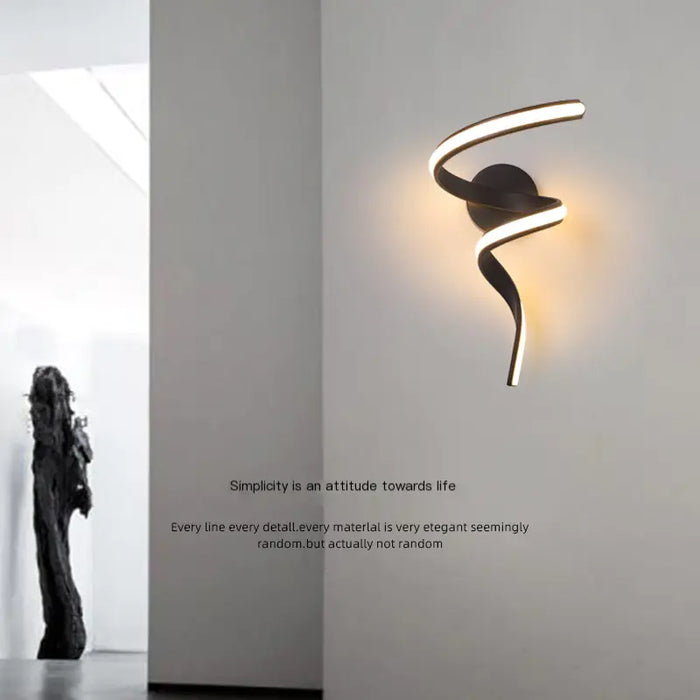Curved LED wall sconce detail