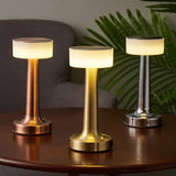 Wireless cordless table lamp in brushed gold, bronze and silver finishes