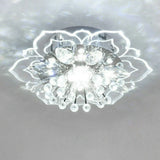 Crystal flower flush mount ceiling light on a white background