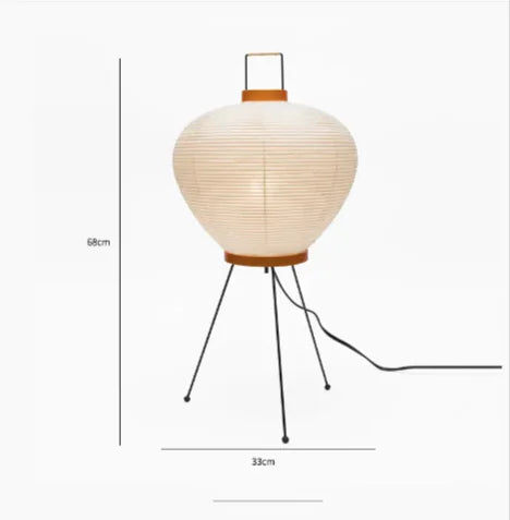 Japanese rice paper lantern lamp on an iron tripod