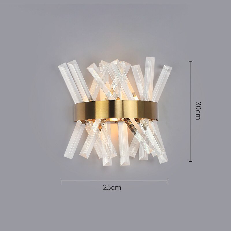Crystal sconce dimensions: 25cm wide, 30cm tall