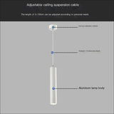 Cylinder pendant light adjustable suspension cable specification