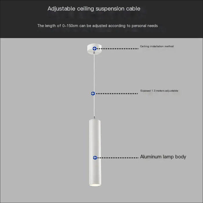 Cylinder pendant light adjustable suspension cable specification