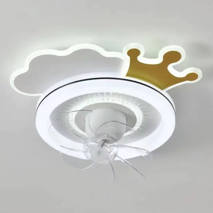 Ceiling fan light with gold crown trim