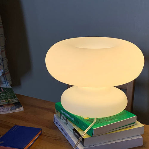 Danish Milk Glass Mushroom Table Lamp