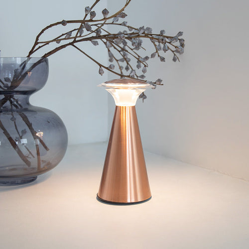 Contemporary Creative Mushroom Stainless Steel Acrylic Column USB LED Table Lamp for Bedroom