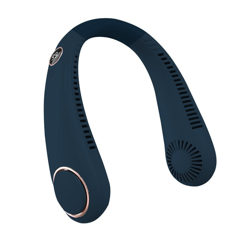 Bladeless neck fan in navy blue