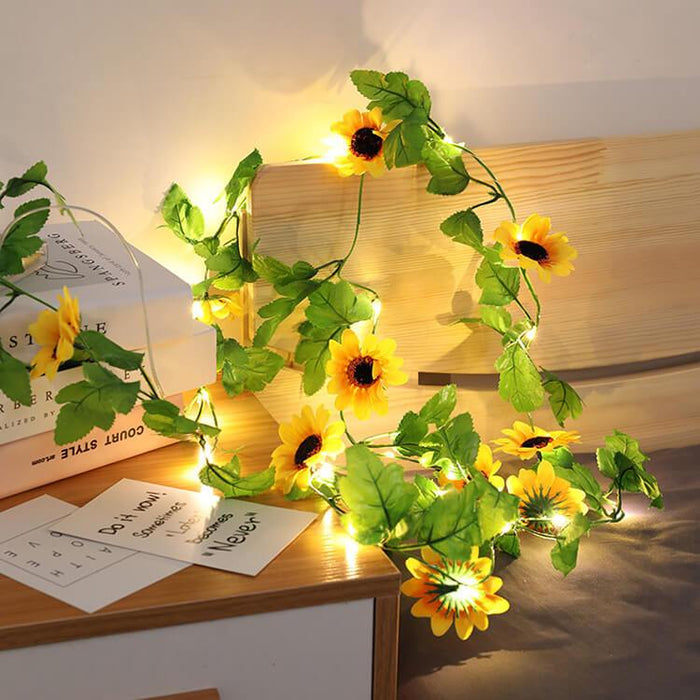 Contemporary Creative Sunflower Plastic LED Solar Thanksgiving Decorative String Lights For Outdoor Patio