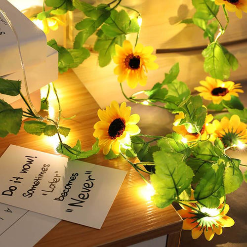 Contemporary Creative Sunflower Plastic LED Solar Thanksgiving Decorative String Lights For Outdoor Patio