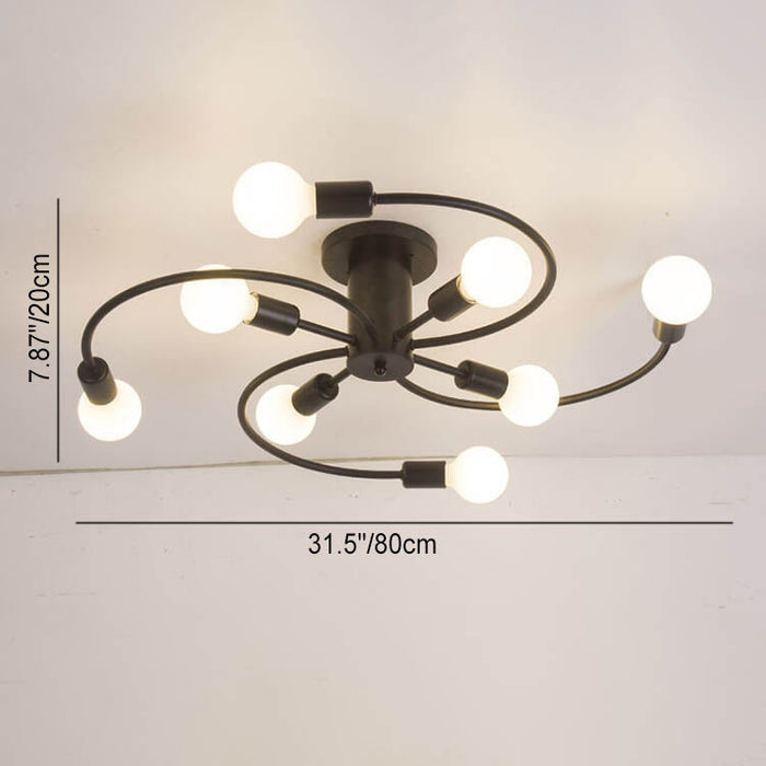 Eight-light sputnik flush mount, 80cm across