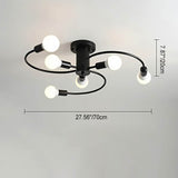 Sputnik flush mount dimensions: 70cm across, 6-light version