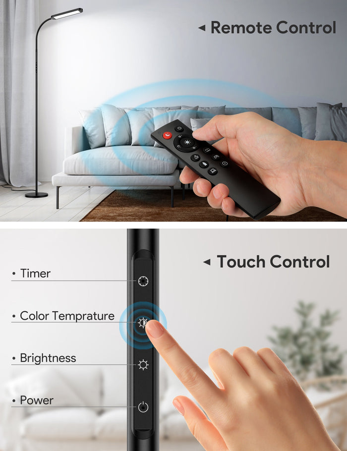 Remote and touch control: timer, colour temperature, brightness