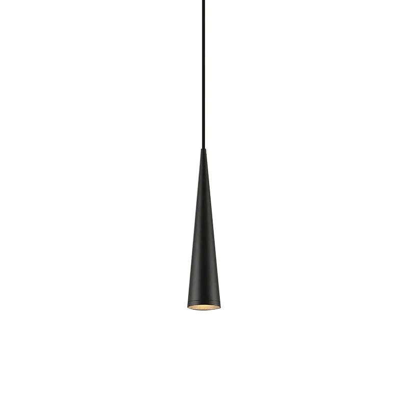 Black LED cylinder pendant light on a white background