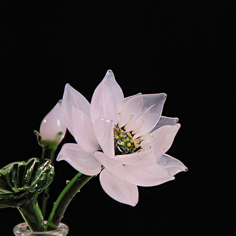 Handmade Glass Lotus Flower Decorative Ornament