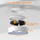 No-wire installation: 7.5 inch wide, 1.8 inch deep, runs on D-cell batteries