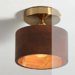 Walnut ceiling light in the cylinder shape