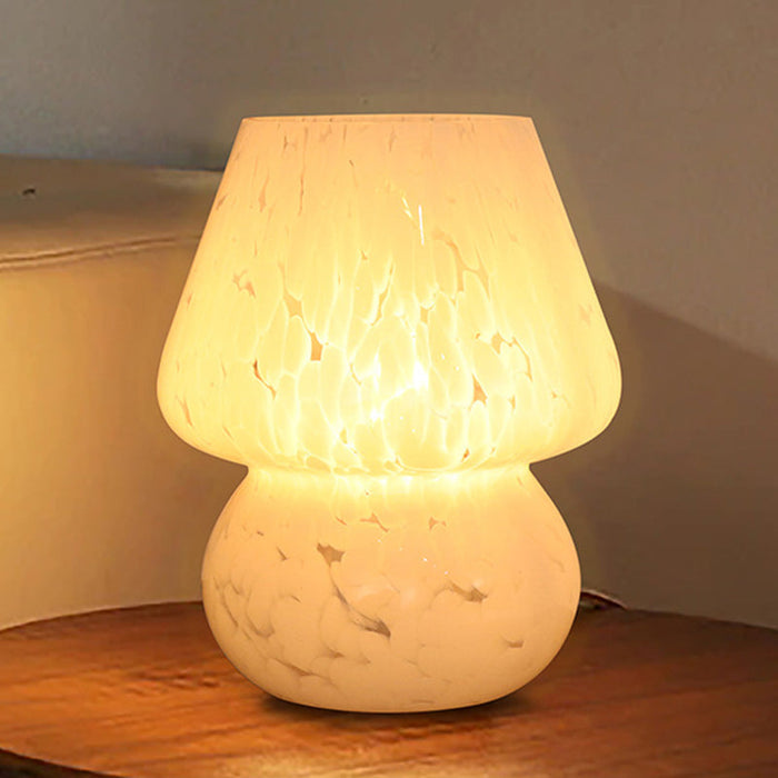 Contemporary Creative Oval Round Table Spotted Mushroom Glass 1-Light Table Lamp