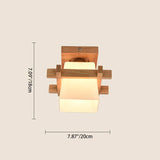 Wood frame ceiling light dimensions: 20cm wide, 18cm high