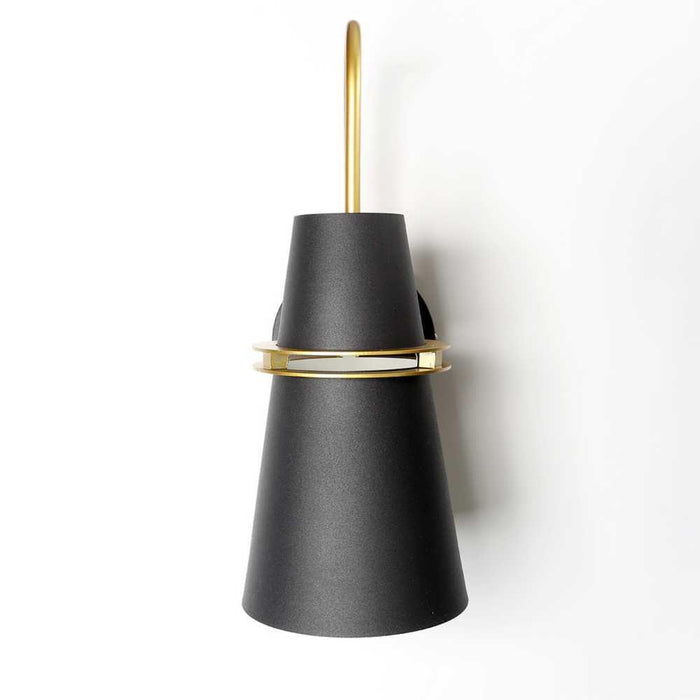 Nordic horn wall sconce in black on a white background