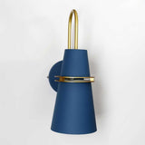 Nordic horn wall sconce in blue on a white background