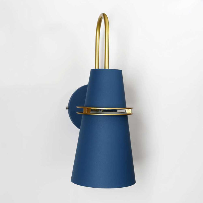 Nordic horn wall sconce in blue on a white background