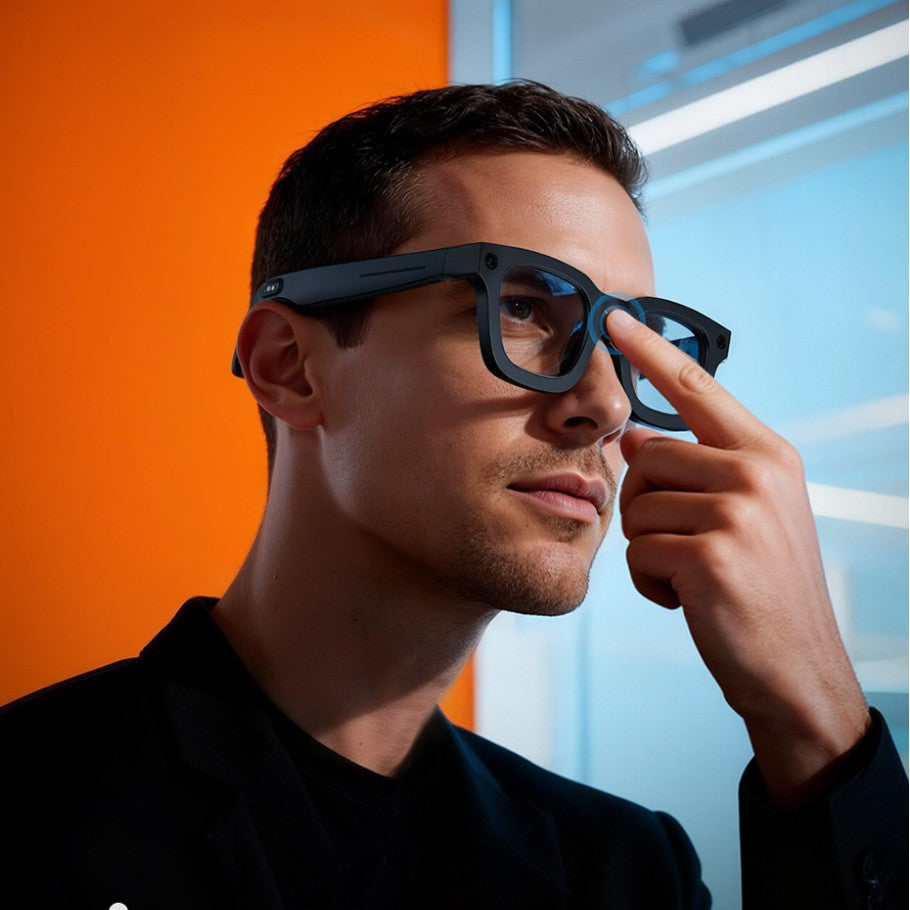 Man wearing the AI smart glasses