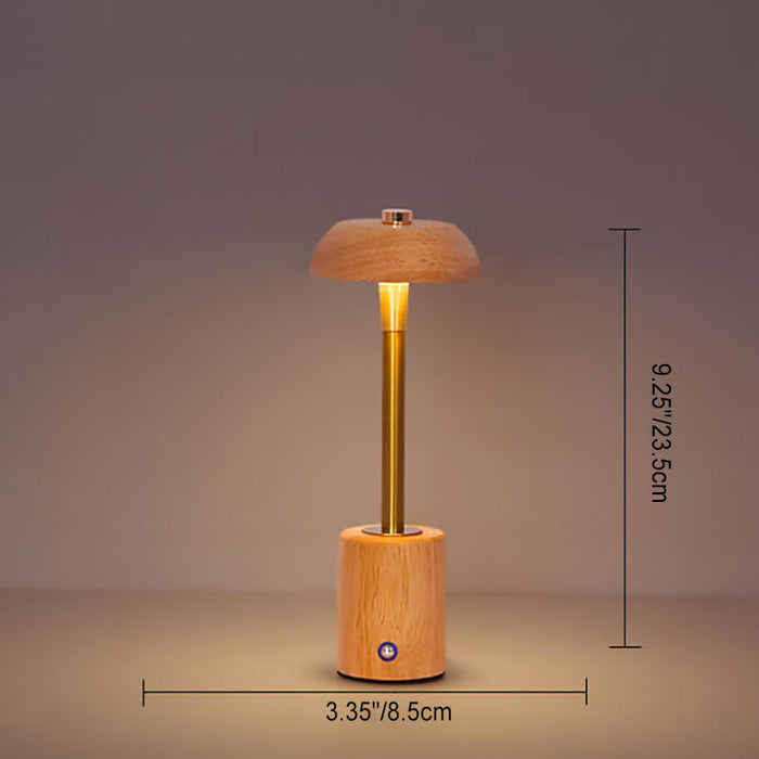 Contemporary Nordic Creative Solid Wood Mushroom LED Table Lamp For Bedroom