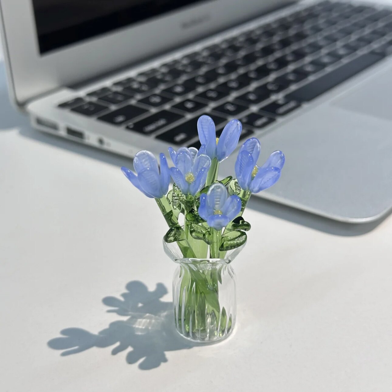 Handmade Glass Flower Bouquet with Vase