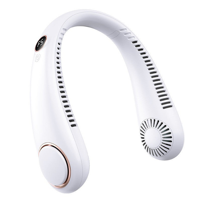 Bladeless USB Rechargeable Neck Fan with Digital Display