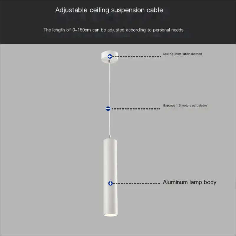 Cylinder pendant light adjustable suspension cable specification