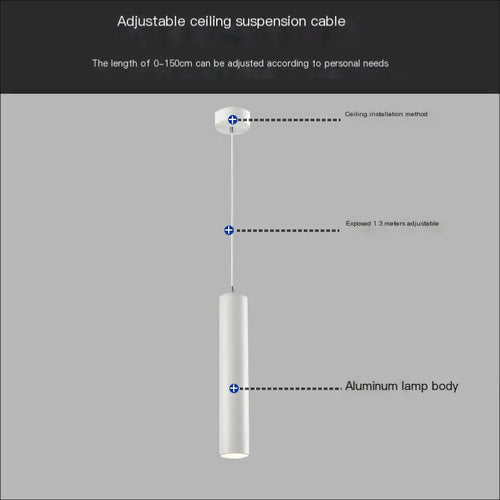 Cylinder pendant light adjustable suspension cable specification