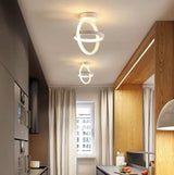 Two ring lights lit down a corridor