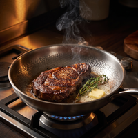 Searing a steak in the titanium pan over high heat