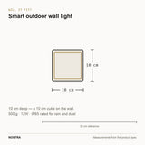 Outdoor wall light dimensions: 10 x 10 x 10cm, 500g