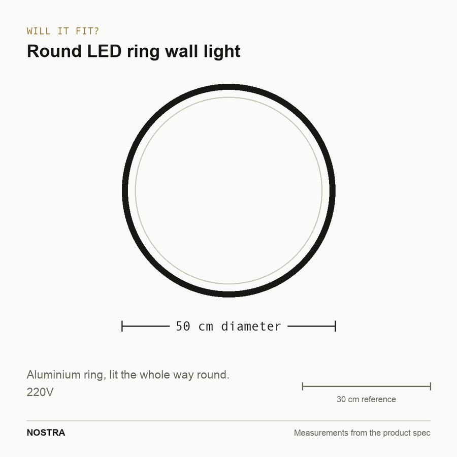 Ring wall light dimensions: 50cm diameter