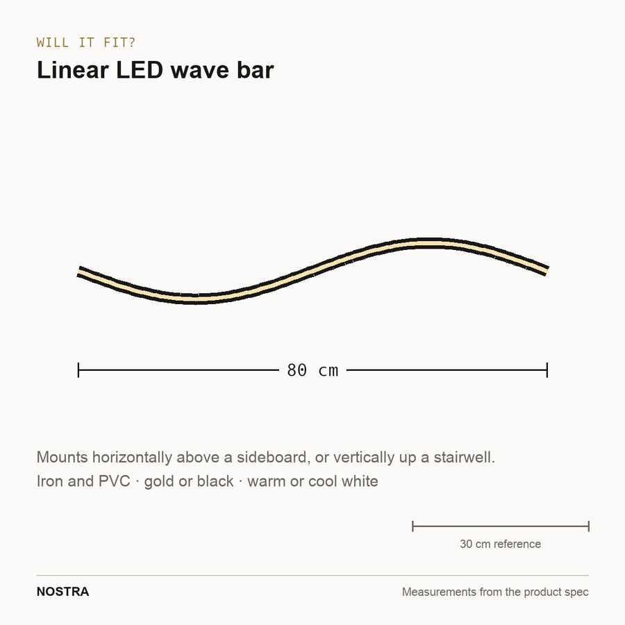 Wave bar wall light dimensions: 80cm long