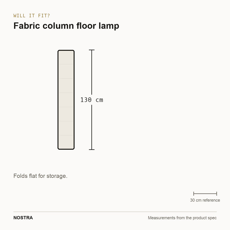 Fabric column floor lamp dimensions: 1.3m tall