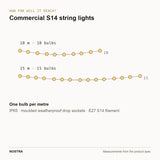 Run length diagram: 10m with 10 bulbs, 15m with 15 bulbs